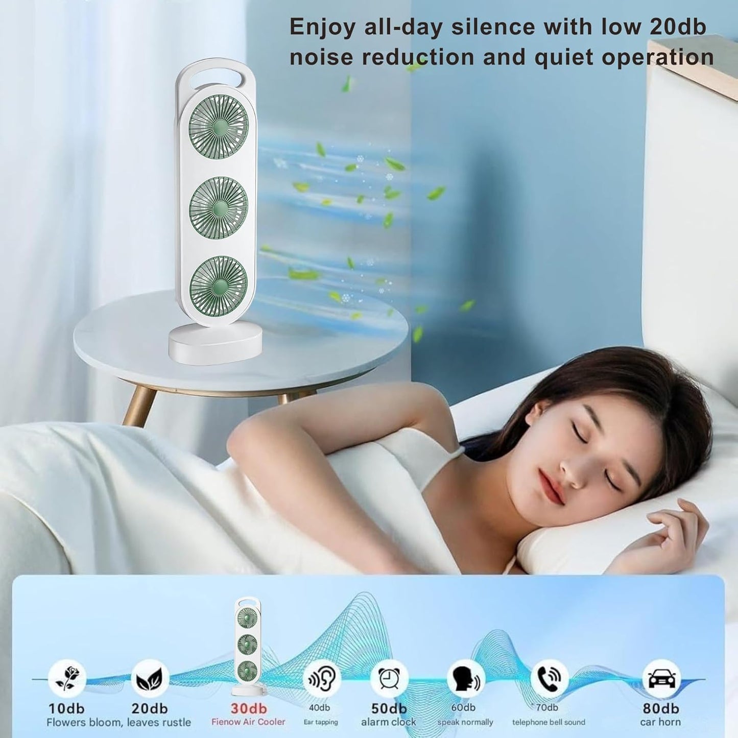 Mini Rechargeable Tower Fan – 3-in-1 USB Air Cooler