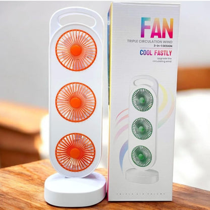 Mini Rechargeable Tower Fan – 3-in-1 USB Air Cooler